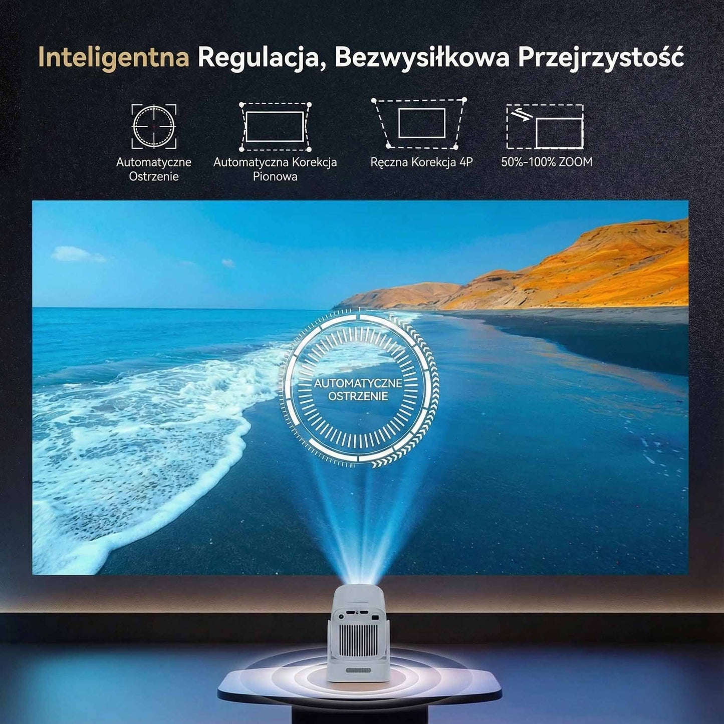 PROJEKTOR SPECTRAWALL ROLL200 4K ULTRA HD - ANDROID - WiFi - AUTOFOCUS - BLUETOOTH - HDMI